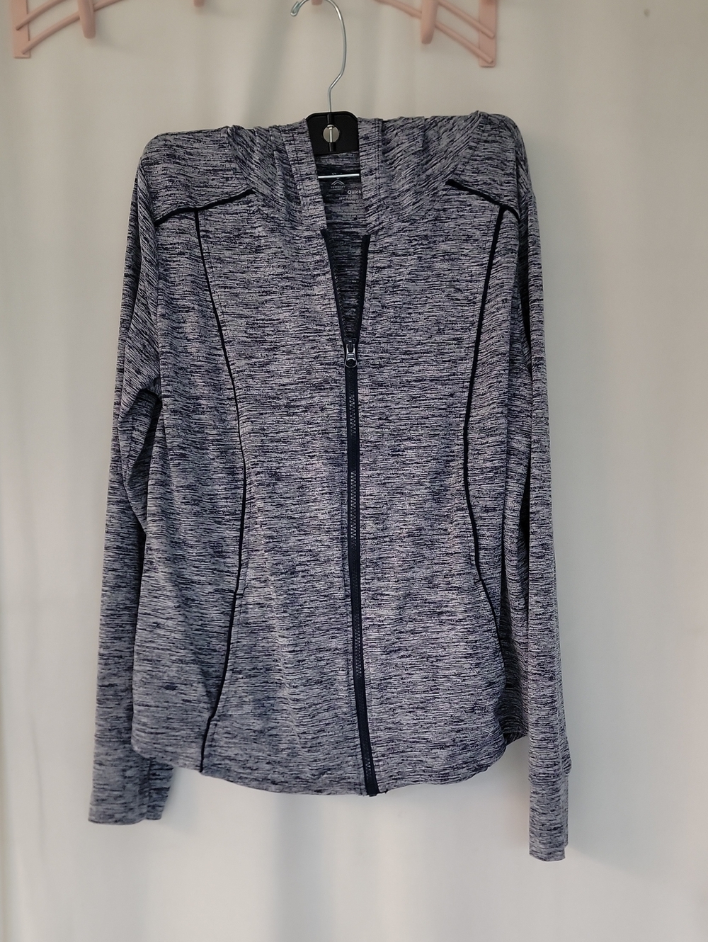 Xersion Heathered Zip-Up Hoodie Jacket - Navy Gray